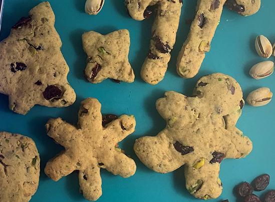 Festive holiday themed Cranberry Pistachio Cookies