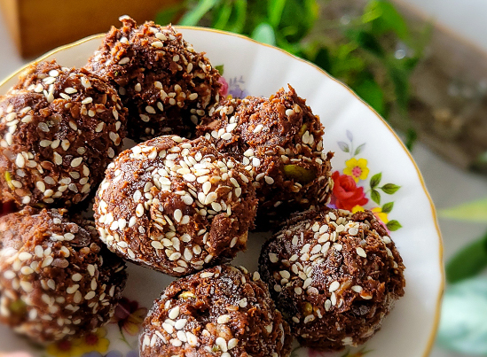 Super Seed Chocolate Protein Balls on a plate