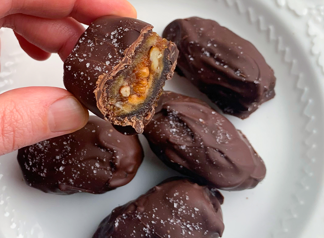 Salted Caramel Chocolate Dates cross section