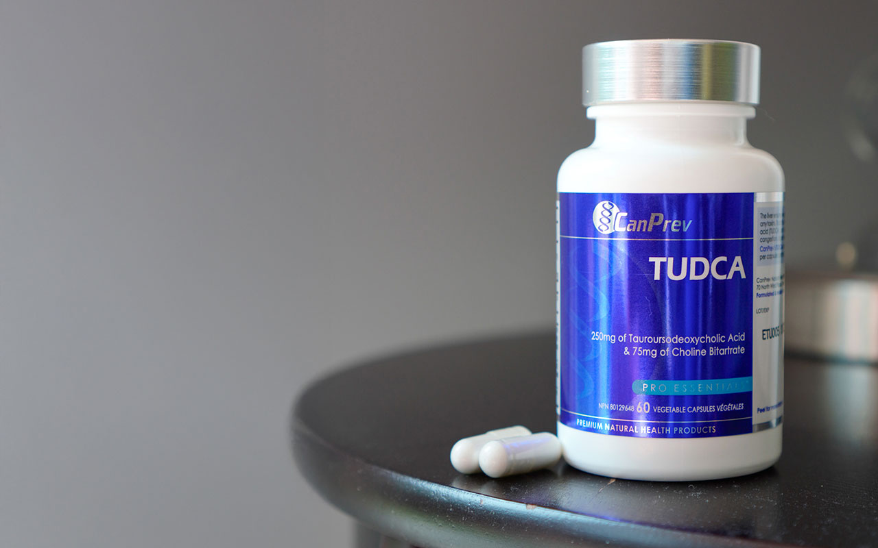 A bottle of CanPrev's TUDCA.