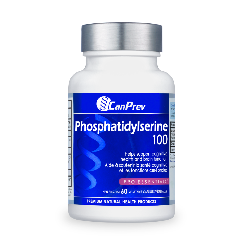CanPrev Phosphatidylserine 100 dietary supplement bottle with a blue label.