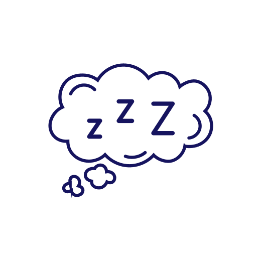 Sleep support Sleep/dream icon: a cloud-shaped thought bubble with three 'z' letters indicating sleep